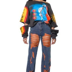 DEEP THOUGHTS OVERSIZED GRAPHIC SWEATSHIRT -helmut shop deep thoughts oversized graphic sweatshirt grey multi 4 4 c1