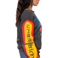 DEEP THOUGHTS OVERSIZED GRAPHIC SWEATSHIRT -helmut shop deep thoughts oversized graphic sweatshirt grey multi 6 6 c1