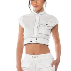 DESTINATION CROPPED CARGO TOP -helmut shop destination cropped cargo top ivory 2 2