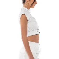 DESTINATION CROPPED CARGO TOP -helmut shop destination cropped cargo top ivory 5 5