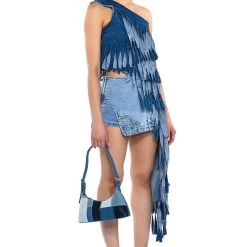 DESTINY DISTRESSED DENIM TOP -helmut shop destiny distressed denim top blue 3 3