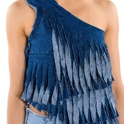 DESTINY DISTRESSED DENIM TOP -helmut shop destiny distressed denim top blue 7 7