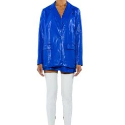 DETERMINED MIND FAUX LEATHER SKIRT -helmut shop determined mind faux leather skirt royal blue 14 14