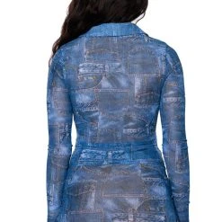 DIFFERENT THAN YOU DENIM PRINT MESH BUTTON DOWN -helmut shop different than you denim print mesh button down blue multi 6 6