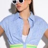 DIRTY MARTINI CROPPED SHORT SLEEVE POPLIN BLOUSE