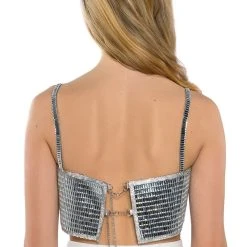DISCO BALL MIRROR BRALETTE -helmut shop disco ball mirror bralette silver 10 10