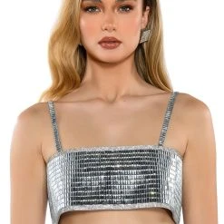 DISCO BALL MIRROR BRALETTE -helmut shop disco ball mirror bralette silver 5 5