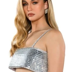 DISCO BALL MIRROR BRALETTE -helmut shop disco ball mirror bralette silver 6 6