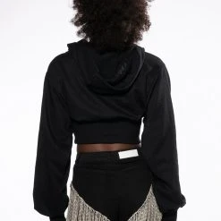 DOLLARS ON MY MIND CROPPED RHINESTONE SWEATSHIRT -helmut shop dollars on my mind cropped rhinestone sweatshirt black 6 6