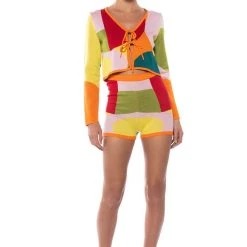 DONNA KNIT BOOTY SHORT -helmut shop donna knit booty short orange multi 5 5