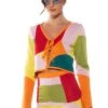 DONNA TIE FRONT CARDIGAN -helmut shop donna tie front cardigan orange multi 1 1