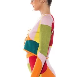 DONNA TIE FRONT CARDIGAN -helmut shop donna tie front cardigan orange multi 4 4