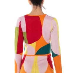 DONNA TIE FRONT CARDIGAN -helmut shop donna tie front cardigan orange multi 5 5