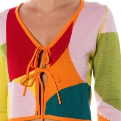 DONNA TIE FRONT CARDIGAN -helmut shop donna tie front cardigan orange multi 6 6