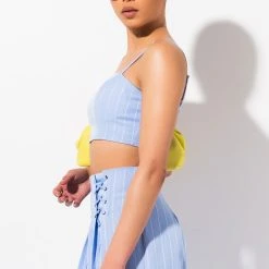 DONT CROSS ME CROP TOP -helmut shop dont cross me crop top blue 2