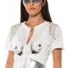 DOUBLE TAKE EMBELLISHED T SHIRT IN WHITE -helmut shop double take embellished t shirt in white white black 1 1