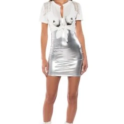 DOUBLE TAKE EMBELLISHED T SHIRT IN WHITE -helmut shop double take embellished t shirt in white white black 2 2