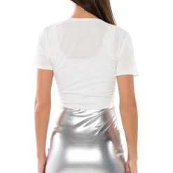 DOUBLE TAKE EMBELLISHED T SHIRT IN WHITE -helmut shop double take embellished t shirt in white white black 4 4