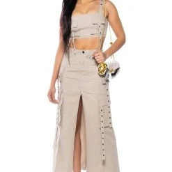 DOWN FOR ANYTHING CARGO CROP TOP -helmut shop down for anything cargo crop top gray 3 3