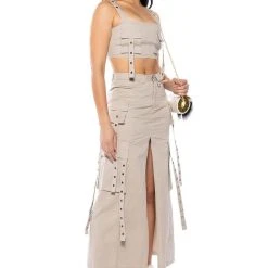 DOWN FOR ANYTHING CARGO CROP TOP -helmut shop down for anything cargo crop top gray 4 4
