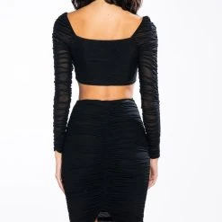 DRAMA FREE CINCHED MESH BLOUSE -helmut shop drama free cinched mesh blouse black 7 7