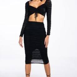 DRAMA FREE CINCHED MESH BLOUSE -helmut shop drama free cinched mesh blouse black 9 9