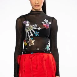 DREAM CHASER LONG SLEEVE MESH TOP -helmut shop dream chaser long sleeve mesh top black 3 3