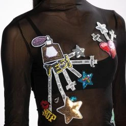 DREAM CHASER LONG SLEEVE MESH TOP -helmut shop dream chaser long sleeve mesh top black 6 6