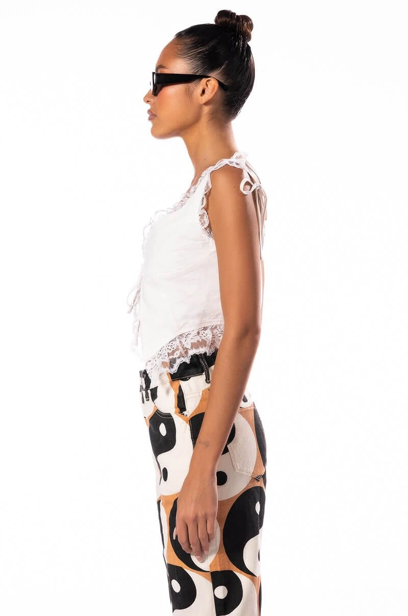 DREAMY TIE FRONT LACE DETAIL SLEEVELESS BLOUSE 6 DREAMY TIE FRONT LACE DETAIL SLEEVELESS BLOUSE - Image 4