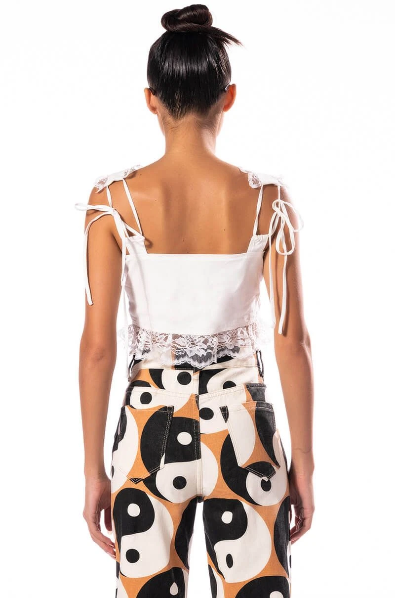 DREAMY TIE FRONT LACE DETAIL SLEEVELESS BLOUSE 7 DREAMY TIE FRONT LACE DETAIL SLEEVELESS BLOUSE - Image 5