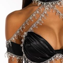 DRENCHED IN DIAMONDS SATIN BRA TOP -helmut shop drenched in diamonds satin bra top black 6 6 c1