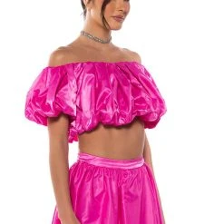 DRESS LIKE ROYALTY VOLUME CROP TOP -helmut shop dress like royalty volume crop top pink 2 2
