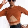 DRINKS ON YOU CUTOUT LONG SLEEVE BANDAGE TOP -helmut shop drinks on you cutout long sleeve bandage top rust 1 1
