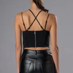 DRIPPIN RHINESTONE FRINGE CORSET -helmut shop drippin rhinestone fringe corset black 6 6