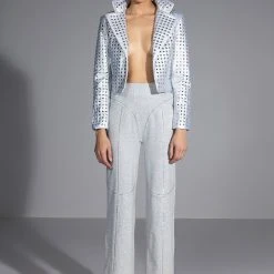 DRIPPING JEWELS RHINESTONE SWEATPANT -helmut shop dripping jewels rhinestone sweatpant heather grey 3 3