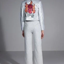 DRIPPING JEWELS RHINESTONE SWEATPANT -helmut shop dripping jewels rhinestone sweatpant heather grey 4 4