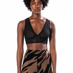 EASY GOING MESH DEEP V BRA TOP -helmut shop easy going mesh deep v bra top black 4 4