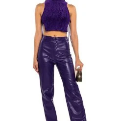 ECHO VELVET SLEEVELESS TOP IN PURPLE -helmut shop echo velvet sleeveless top in purple purple 3 3