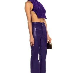 ECHO VELVET SLEEVELESS TOP IN PURPLE -helmut shop echo velvet sleeveless top in purple purple 4 4