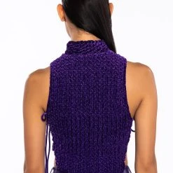 ECHO VELVET SLEEVELESS TOP IN PURPLE -helmut shop echo velvet sleeveless top in purple purple 6 6