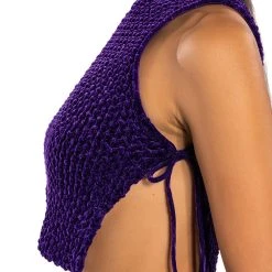 ECHO VELVET SLEEVELESS TOP IN PURPLE -helmut shop echo velvet sleeveless top in purple purple 7 7