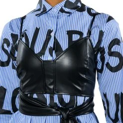 EFFORTLESSLY FAB BRA DETAIL LAYERED BUTTON DOWN BLOUSE -helmut shop effortlessly fab bra detail layered button down blouse blue multi 10 10