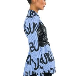 EFFORTLESSLY FAB BRA DETAIL LAYERED BUTTON DOWN BLOUSE -helmut shop effortlessly fab bra detail layered button down blouse blue multi 8 8