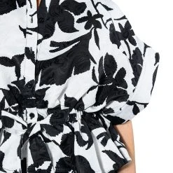 ELEGANZA TIE FRONT BLOUSE -helmut shop eleganza tie front blouse black white 6 6