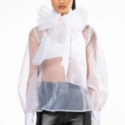 ELIZA MULTI WEAR SHEER BLOUSE -helmut shop eliza multi wear sheer blouse white 4 4