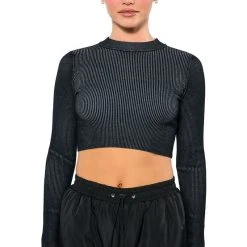 ELLA LONG SLEEVE CROPPED SWEATER -helmut shop ella long sleeve cropped sweater black 4 4 c1