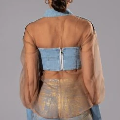 ELLORY DENIM DETAILED MESH BUTTON DOWN -helmut shop ellory denim detailed mesh button down taupe 7 7