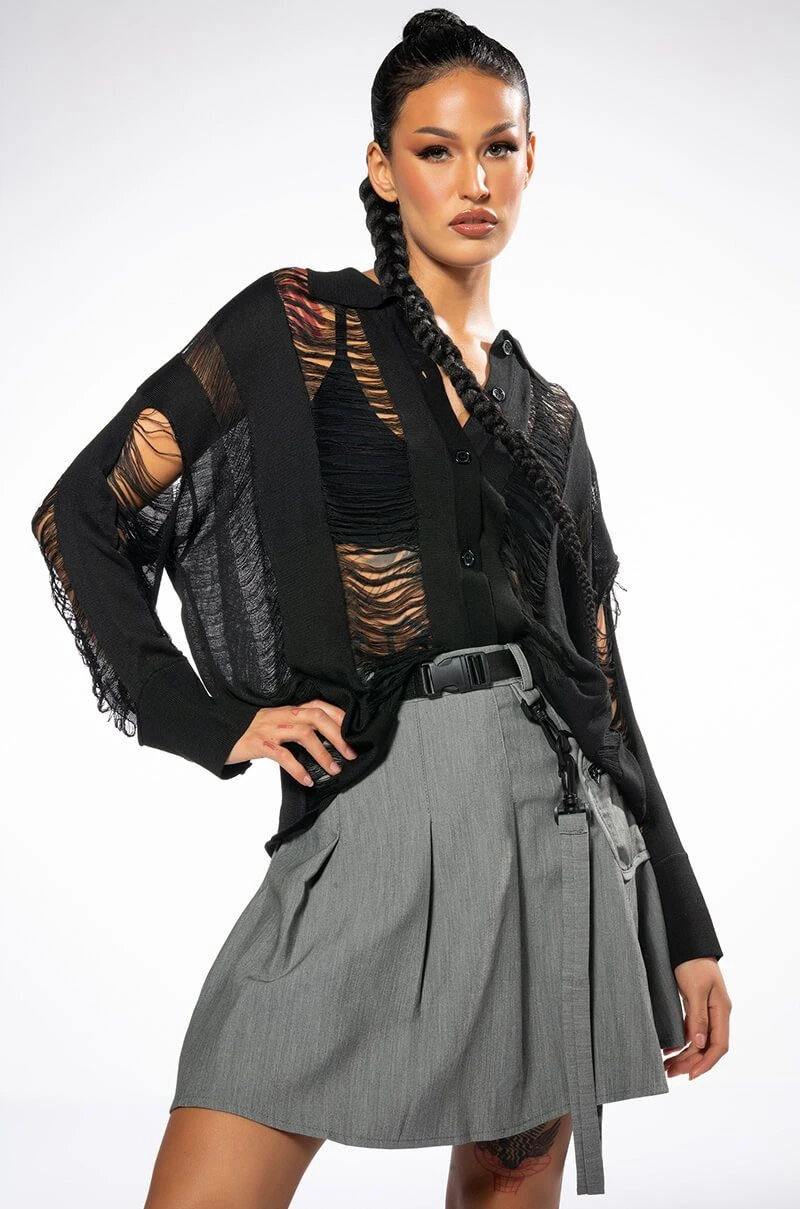 EMERSON SHREDDED KNIT BUTTON DOWN 4 EMERSON SHREDDED KNIT BUTTON DOWN - Image 2