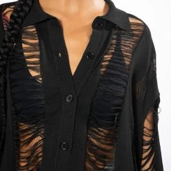 EMERSON SHREDDED KNIT BUTTON DOWN 16 EMERSON SHREDDED KNIT BUTTON DOWN -helmut shop emerson shredded knit button down black 7 7