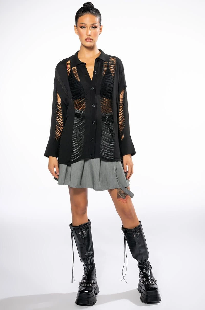 EMERSON SHREDDED KNIT BUTTON DOWN 10 EMERSON SHREDDED KNIT BUTTON DOWN - Image 8